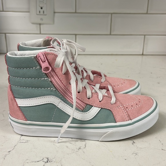 Vans Sk8-Hi Reissue Side Zip Kids 2 Tone Pink Sneakers Canvas Size 2 - Picture 10 of 17